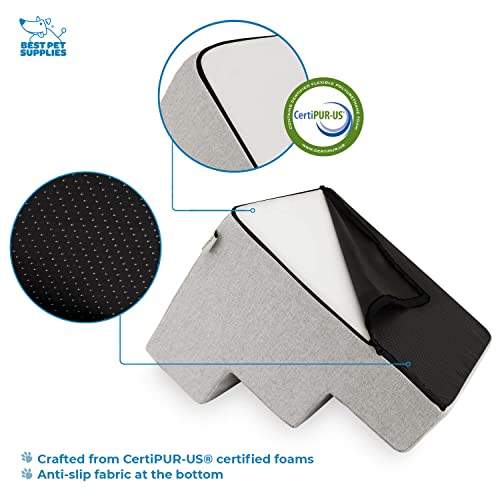 Image of Best Pet Supplies Pet Steps and Stairs with CertiPUR-US Certified Foam for Dogs and Cats - Sand, 3-Step (H: 13.5 inch)