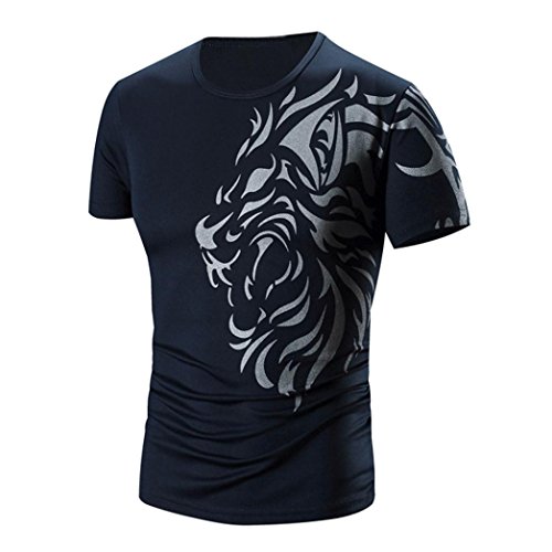 BlueSterCool Hombre Camisetas de Manga Cortas (XXL, Azul Marino)