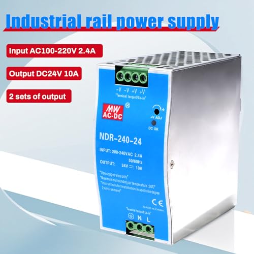 240W Hutschienen Netzteil 24V DIN-Schienen-Schaltnetzteil Eingang AC 100-220V 2,4A Ausgang DC 24V 10A Mehrere Schutzfunktionen Industrielles Modell NDR-240W-24V.