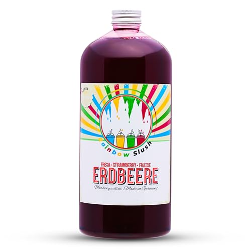 Hopser Food Fun Rainbow Slush Sirope AZO LIBRE | Botella de 1 litro | Concentrado para granizadores de helados, máquinas de helado, bebidas 1:5 hasta 1:20 (fresa)