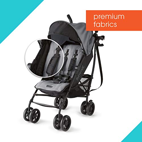 Summer 3Dlite+ Convenience Stroller, Matte Gray - Lightweight Umbrella Stroller with Oversized Canopy, Extra-Large Storage and Compact Fold