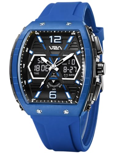Image of V2A Impact 50mm Analog Digital Watch for Men | X-Frame Hybrid Dial Design | Alarm Stopwatch Day Date 12 /24 Hr | TPU Sport Strap | 50M Water Resistant | Gift for Mens
