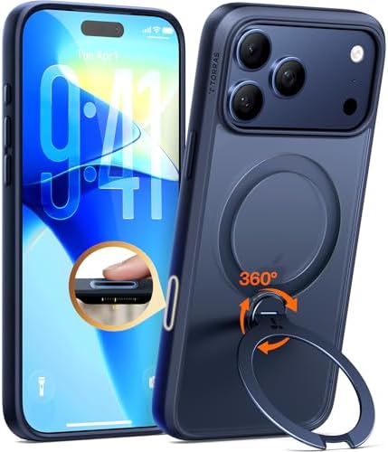 （10:30時点） TORRAS iPhone 17 Pro 用 ケース【多機能一体・360°新定点回転スタンド】 Magsafe対応 カメラコントロールボタン 高耐久性 耐衝撃 ゼンマイ式スタンド リング 縦横両対応 マグネット搭載 急速充電対応 指紋防止「Ostand Q3 Spin」ディープブルー