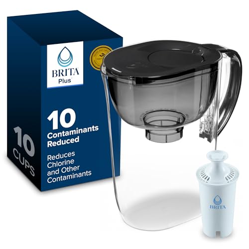 Brita Large 10 Cup Water Filter Pitcher, 1 BritaPlus Filter, Everyday, Black (Package May Vary)