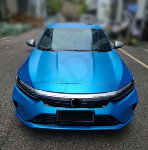 Image of WISDOM Ocean Blue Metallic Vehicle Wrap Vinyl Matt Finish Easy Apply Air-Release Weatherproof DIY Car & Motorcycle (Ocean Blue Metallic, 20 Inch X 17 Feet)