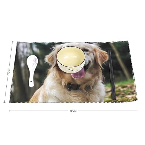 Set de table résistant à la chaleur imperméable lavable motif Golden Retriever x6
