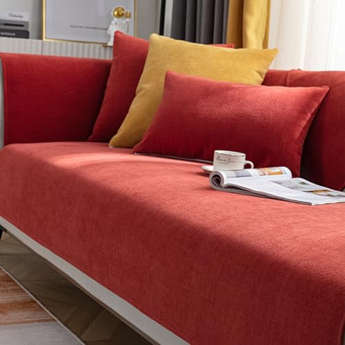 LHKXKKXX Sofabezug Anti Rutsch 1 2 3 4 Sitzer, sofabezug ecksofa l Form, Sofa Cover l Shape, Sofaschutz Sofaschoner, Sofaüberwurf rutschfest Sofaschutz Hund Kratzschutz Katze,Rot,90x180cm