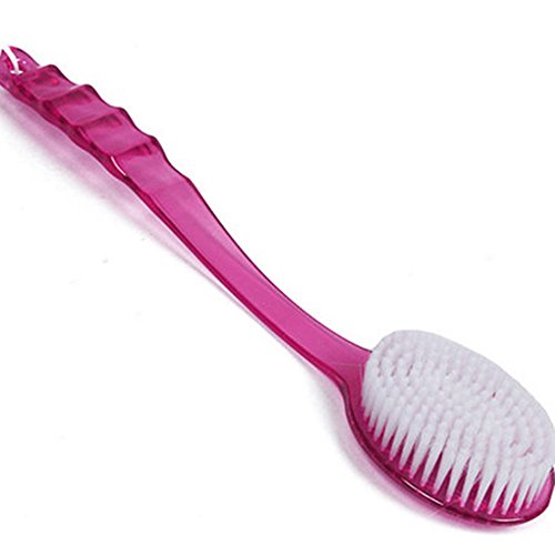 ZHOUBA Cepillo de baño de mango largo para ducha y espalda, masajeador, herramienta de limpieza de la piel (rojo rosa)