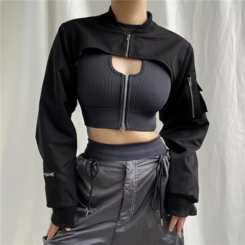 Women Gothic Crop Top Shawl Shrug Punk Cover Up Cardigan T-Shirt Blouse2