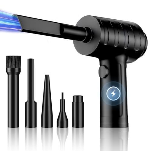 Compressed Air - 3-Gear to 51000RPM, Type-c Fast Charge & Long Lasting Battery, Air Duster for Computer Cleaning, Dust, Crumbs, Scraps, Black
