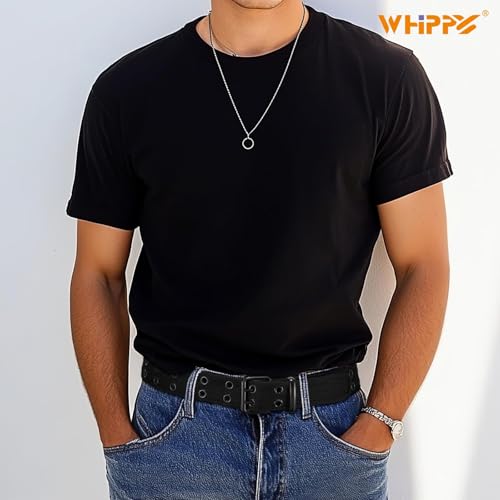 WHIPPY Canvas Double Grommet Belt Unisex Casual Double Prong Belt for Men Women for Jeans Pants2