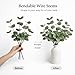 qztavyni Artificial Eucalyptus Stems with White Matte Ceramic Vase, 4 Pcs Faux Eucalyptus Leaves Arrangement, 15 Inch Tall Tabletop Greenery for Farmhouse Centerpiece, Shelf and Entryway Home Decor