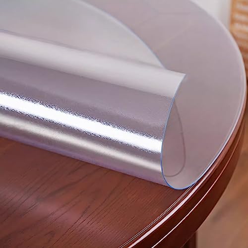 Nappe ronde transparente PVC givré 2 mm table basse 150cm - 2
