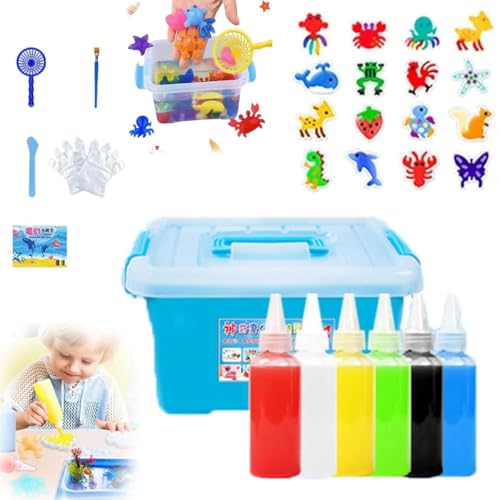 Contcove, Contcove Safe Educational Magic Water Elf Kit, Magic Water Elf, Magic Water Gel Kit, Water Gel Toy Kit, with Gels and Sea Creature Molds (6 Botellas 8 Moldes)