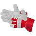 Produktbild Jah Spaltleder-Handschuh mit Stulpe (rot)  robust & abriebfest  für Bau, Werkstatt & Gartenbau