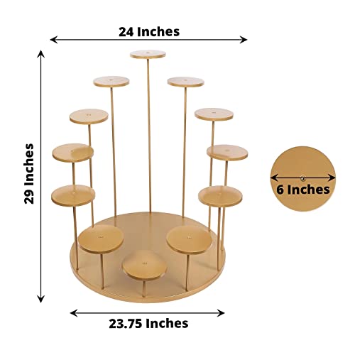 29 in Gold 12 Arm Tiered Round Metal Cupcake Holder Dessert Display Stand Party Events Reception Decorations Supplies