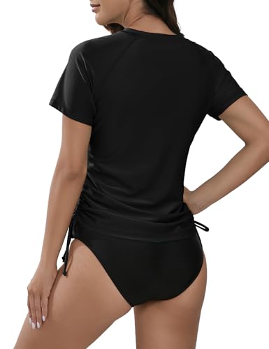 Bonneuitbebe Women's Short Sleeve Rash Guard Shirts UV Protection Swim Shirts UPF 50+ Lightweight Adjustable Tie Swimwear3