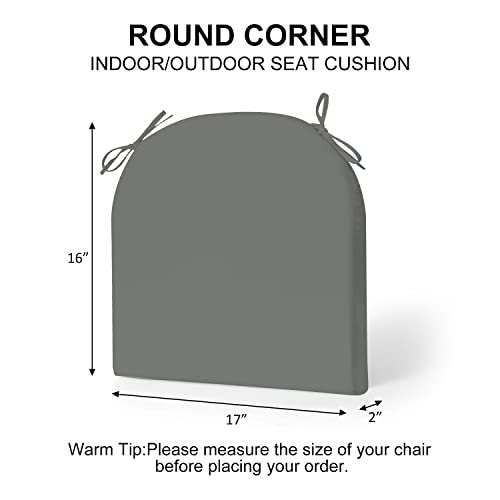 Lovtex Outdoor Chair Cushions 17"X16"X2" Pack Of 4, Patio Cushions For Outdoor Furniture, Water Resistant Round Corner Seat Cushions, Dark Gray #TOP2