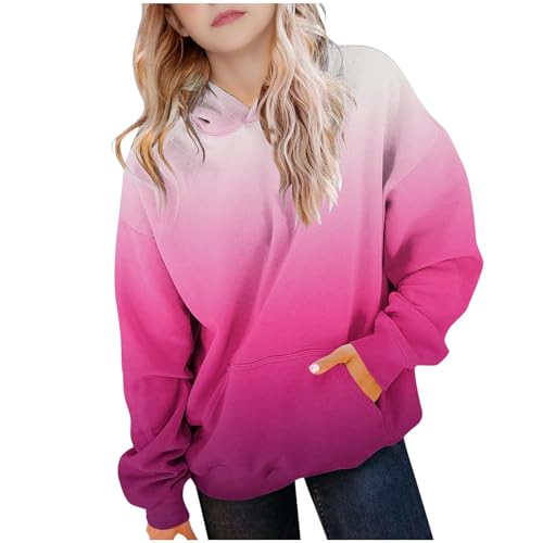 DDAPJ pyju Hoodies for Girls Cute Casual Pullover Tie Dye Long Sleeve Oversized Sweatshirt Tops with Pocket 4-14 Years