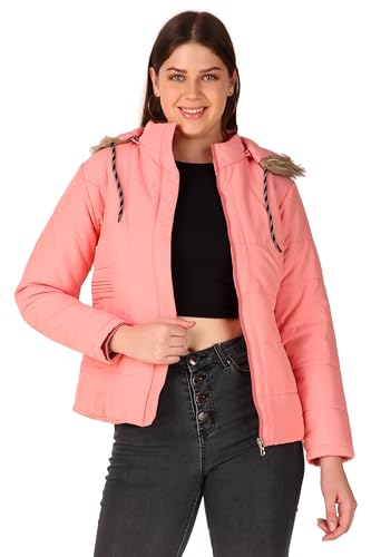 Image of Brazo Girls and Women's Puffer Regular Fit Bomber Jacket For Winter Wear | Hooded Neck | Full Sleeve | Zipper | Casual Jacket For Woman & Girl | Western Stylish Jacket For Women