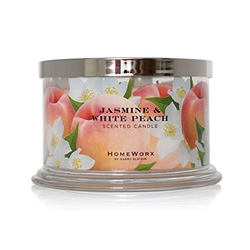 Homeworx By Harry Slatkin 4 Wick Candle, 18 Oz, Jasmine & White Peach #TOP4