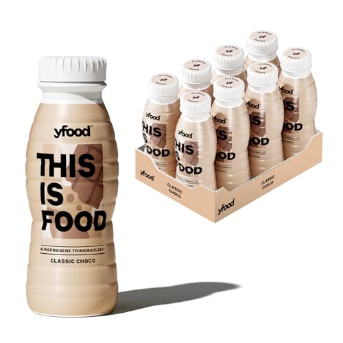 yfood Trinkmahlzeit Classic Choco - 8 x 330 ml für unterwegs & stressige Tage - vollwertig & ready-to-drink - mit 22 g Protein Vitaminen und Mineralstoffen - inkl. 2 00 Pfand