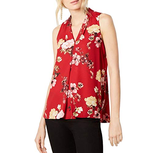 VINCE CAMUTO Women's Floral Pleat-detail Blouse Shirt Top