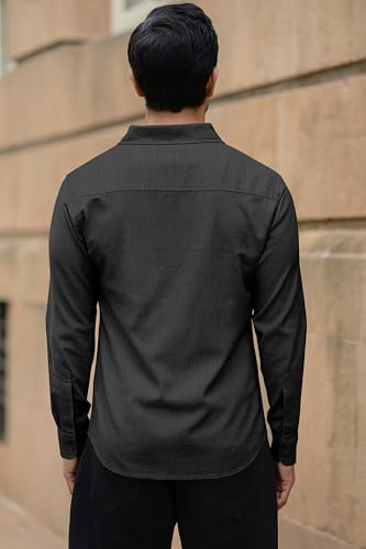 Image of Popcorn Textured Shirts for Men Black M