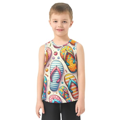 susiyo Summer Pattern Flip Flops Boys Sleeveless Tank Top Girls Athletic T Shirt2