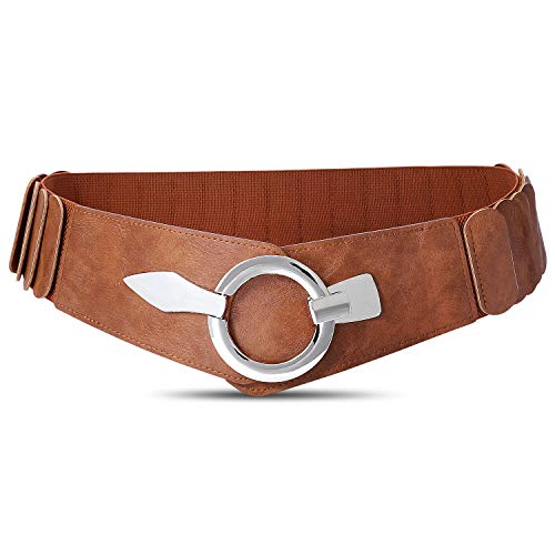 Whippy Women Wide Elastic Waist Belt Vintage Wide Stretch Waist Belt Fashion Retro Leather Waistband For Dresses cover