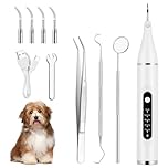 Aomig Electric Dog Plaque Remover 10Pcs Pet Dental Scaler with 5 Cleaning Modes 4 Cleaning Heads and LED USB Rechargeable Dental Care Kit