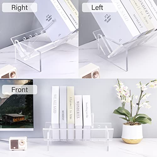 Sumerflos Acrylic Desktop Bookcase, Book Storage Organizer Bookshelves, Clear Mordern Tabletop Storage Rack for Office Home Shelf Display for Cd/Magazine/Book - Clear - Image 5
