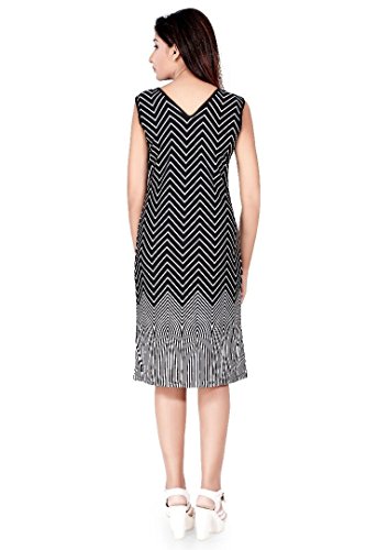 Image of Y&K Designer Stylish Printed Sleeveless Round Neck Casual Cotton Women's /Girls Knee Length Midi (Black)