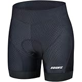 Souke Sports Damen Fahrradunterhosen Damen Radhose 4D Gepolstert Atmungsaktiv Radunterhose Dame mit Rutschhemmendem Beingreifer