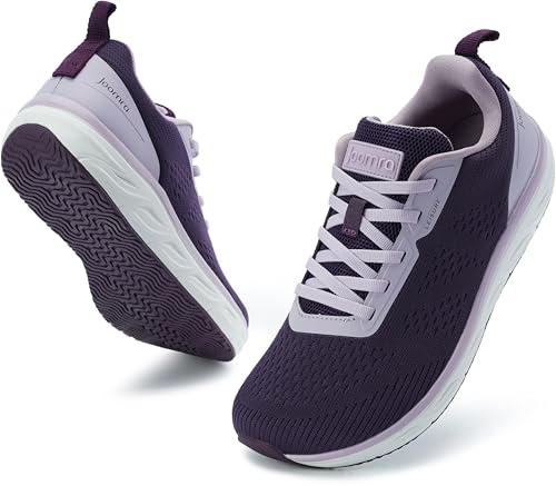 Joomra Wide Toe Box Tennis Shoes for Women Size 6.5 6.5w Gym Comfy Walking Soft Fitness Exercise Cushion Running Width Sneakers Purple 37