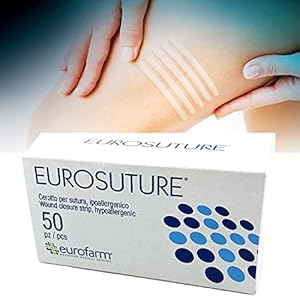 Eurosuture (mm 6 x mm 38) Steriel Wondhechtstrips 100% polyamide en voorzien van hypo-allergene kleeflaag,300 stuks