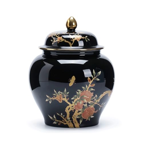 Ceramiczny słoik imbirowy z pokrywką, wazon chinoiserie do dekoracji wnętrz, kwiatowy pojemnik ekspozycyjny do salonu i biurka, idealny do przechowywania herbaty
