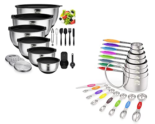 Set de Tazones para Mezclar de Acero Inoxidable 22 Piezas con Tapas miniatura 1