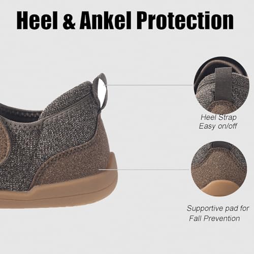 Sisttke Diabetiker Schuhe Herren Hausschuhe Damen Leichte Extra Weit Walkingschuhe Klettverschuß rutschhemmend Freizeitschuhe Arthritis Ödem Geschwollen Gesundheitsschuhe,Coffee,40 EU