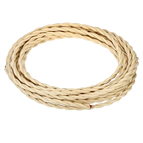 YOKIVE Twisted Cloth Covered Wire Home Cable 2 Cores Connect Appliances Great for Home, Restaurant, Bar, Party (Beige, 16.4-Feet)
