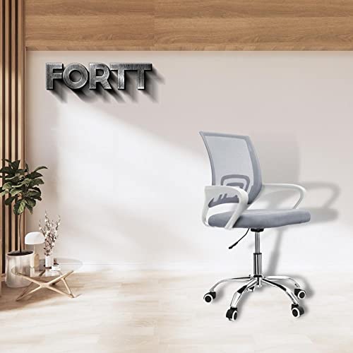 Cadeira de Escritório Secretária Base Cromada com Rodinha Fortt Lisboa Cinza - CSF02-C