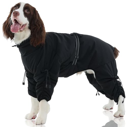 FUAMEY Full Body Dog Coat,Warm Dog Fleece Jackets with Harness Built in Windproof Dogs Snowsuit Zip up Pet Four Legged Pets Jumpsuit Winter Outfit Col