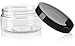 JUVITUS 4 oz Clear PET Plastic Refillable Low Profile Jar with Black Lids (6 pack) + Spatulas