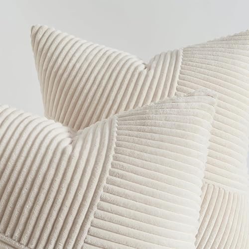 Miniatura 5 de Topfinel Fundas Cojines 50x50 Blanco Crema De Pana Suave Y Duradera,Funda Cojines Con Cremallera Oculta Para Sala De Estar, Sofás, Camas, Sillas Dormitorio Jardín Coche 2 Piezas