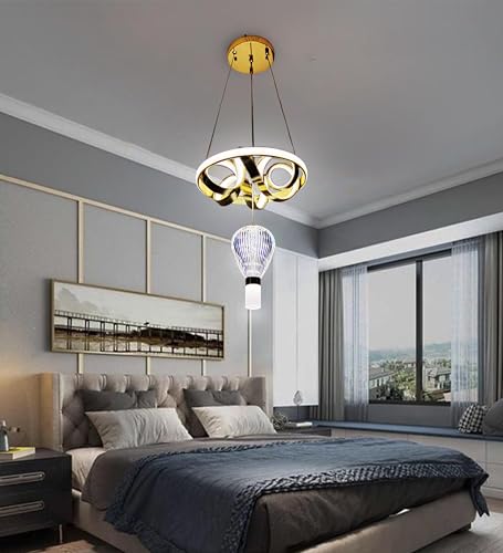 Image of Avior aluminium Modern LED Chandelier, Creative 3 Ring Pendant Lamp with Height-Adjustable Pendant Light, Living Room Chandelier, Bedroom, Dining Room Pendant Light (Ch22)