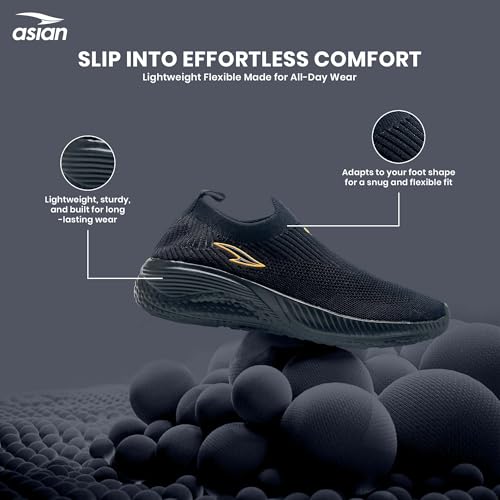 Image of ASIAN Storm-41 Walking Shoes for Men | Lightweight Slip-On Sneakers with Arch Support, Memory Foam Cushion & Breathable Mesh Upper | Comfortable Shoes for Walking & Travel