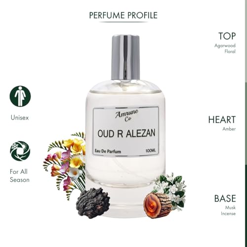 Image of Oud R Alezan | Luxury Men Eau De Parfum | Rose Oud Floral | Perfume Spray for Men | Strong & Long Lasting Fragrance | Luxury Gift for Him | 100 ml