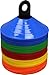 BlueDot Trading Sport Disc Cones (20-Pack) High Visibility Cones for Soccer Football Field Marking Coaching Training and Sports Agility, Multi-Colored, with Holder