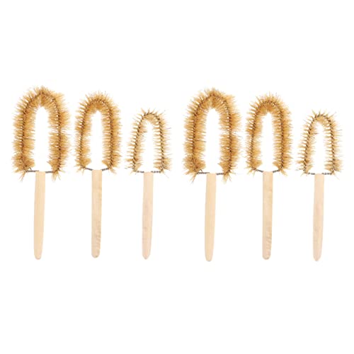 HAPINARY 6pcs Lab Bottle Cleaning Brush Bottle Cleaner Sinks Brush Beaker Brush Tube Cleaning Brush Cup Cleaner Brush Straws Brush Cleaner Pipe Cleaner Straw Cleaning Brush Pipette Wooden