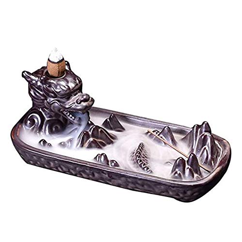 Famhome - Quemador de incienso tallado a mano (cerámica dragón)